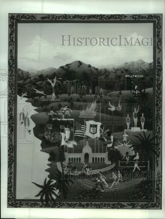 1984 Press Photo Artwork for the 1984 Summer Olympics in Los Angeles - nos26508- Historic Images