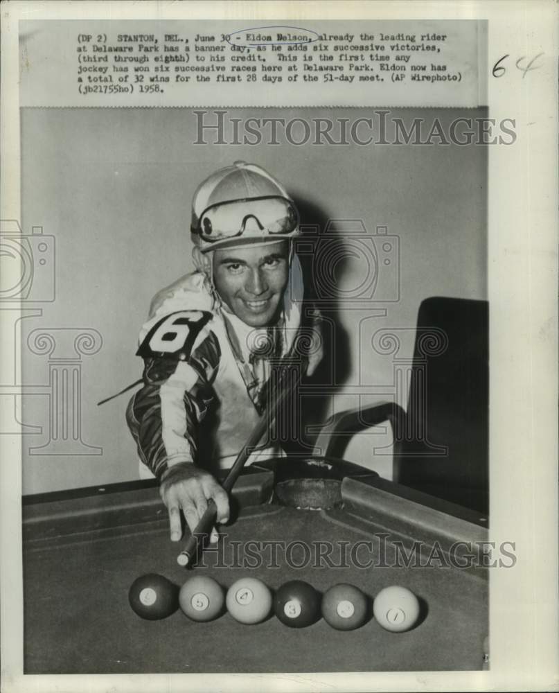 1958 Press Photo Horse racing jockey Eldon Nelson- Historic Images