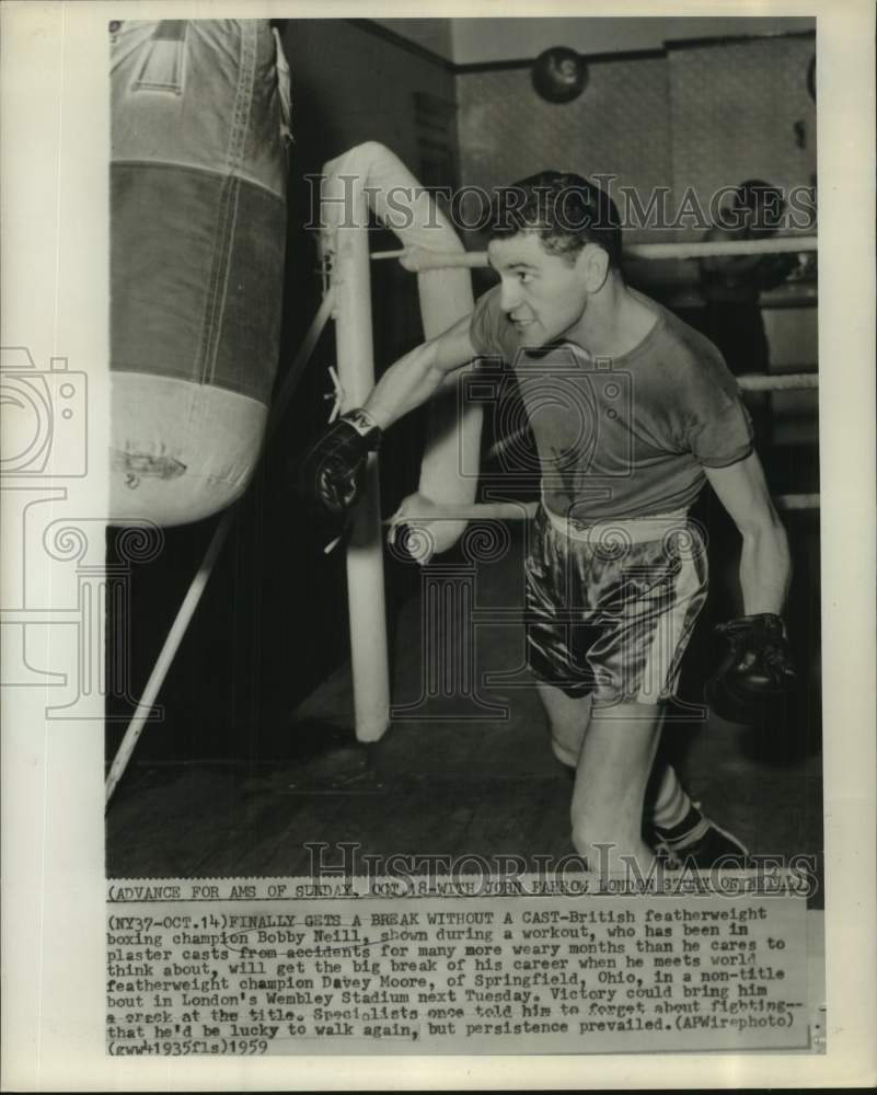 1959 Press Photo British boxing champion Bobby Neill - nos26644- Historic Images