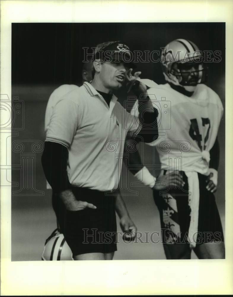 1989 Press Photo New Orleans Saints football coach Jim Mora - nos26719- Historic Images