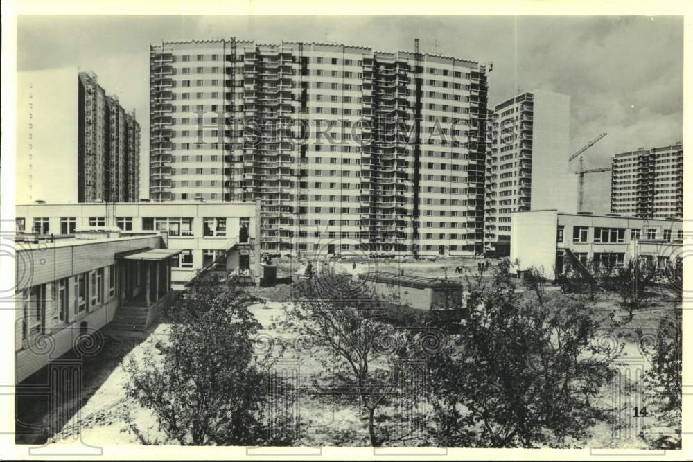 Press Photo Exterior view of construction of buildings in Moscow for Olympics- Historic Images