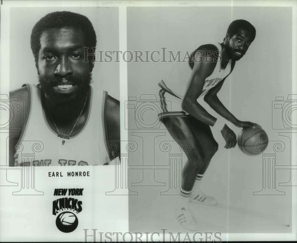 1979 Press Photo Two photos of New York Knicks basketball player Earl Monroe- Historic Images