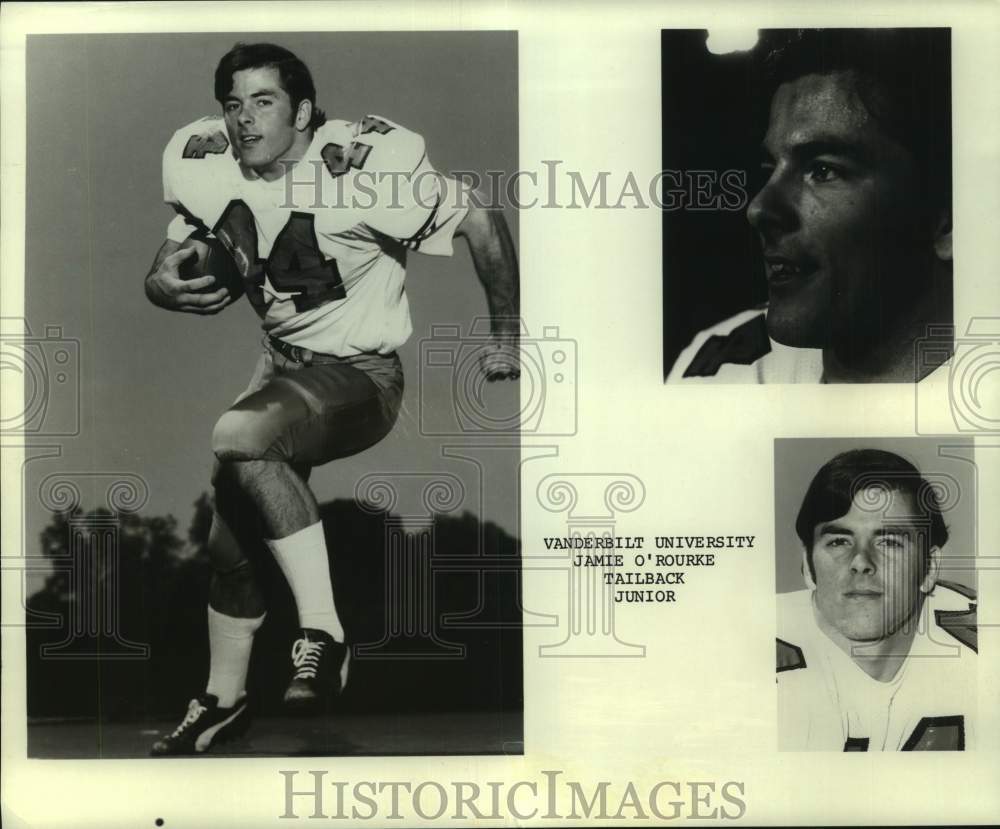 1973 Press Photo 3 photos Vanderbilt University football tailback Jamie O&#39;Rourke- Historic Images