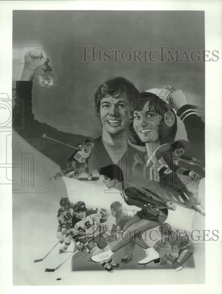 1984 Press Photo Winter Olympics artwork - nos27743- Historic Images