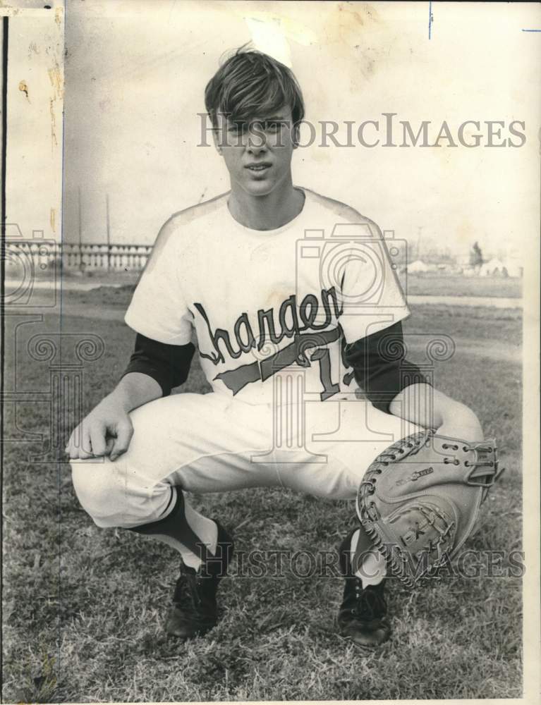 1971 Press Photo Chargers baseball catcher Frank Steele is ready for pitch- Historic Images