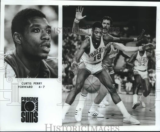 1977 Press Photo Two photos of Phoenix Suns basketball player Curtis Perry, 6-7- Historic Images