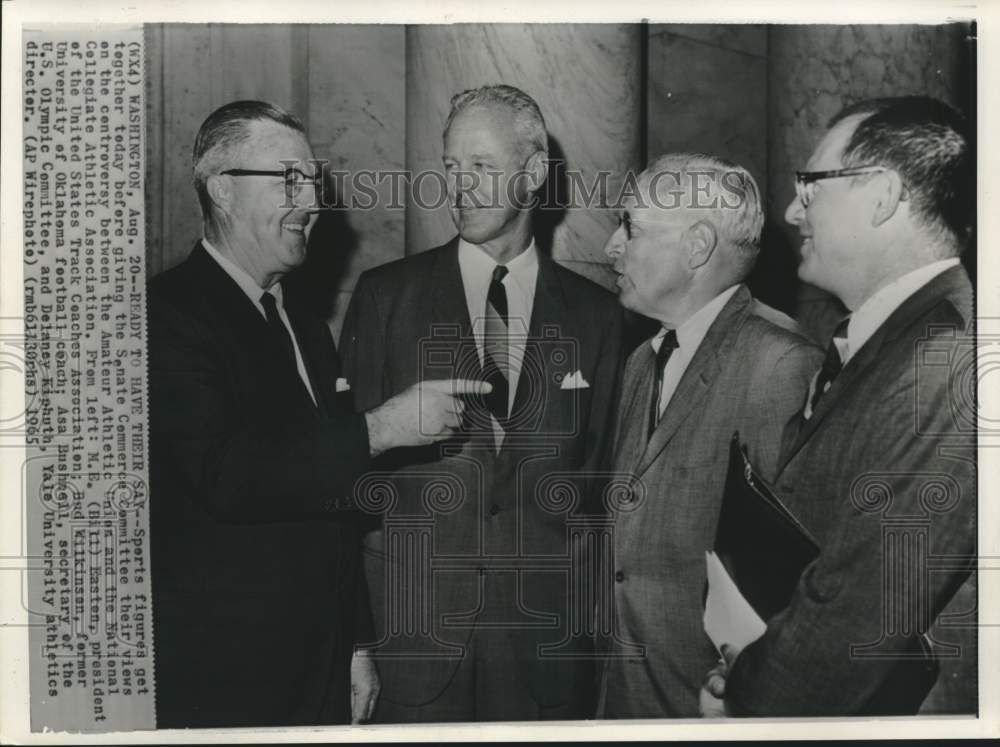 1965 Press Photo Four sports figures talk before Senate Committee hearing - Historic Images