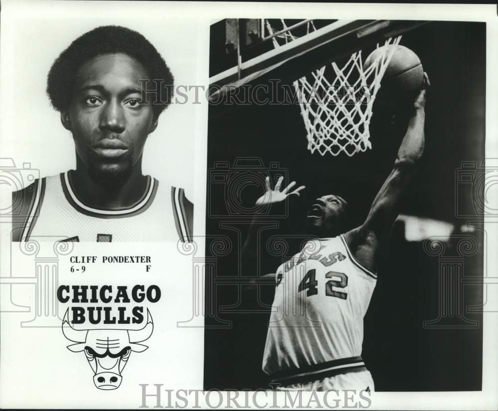 1977 Press Photo Two photos of Chicago Bulls basketball forward Cliff Poindexter- Historic Images