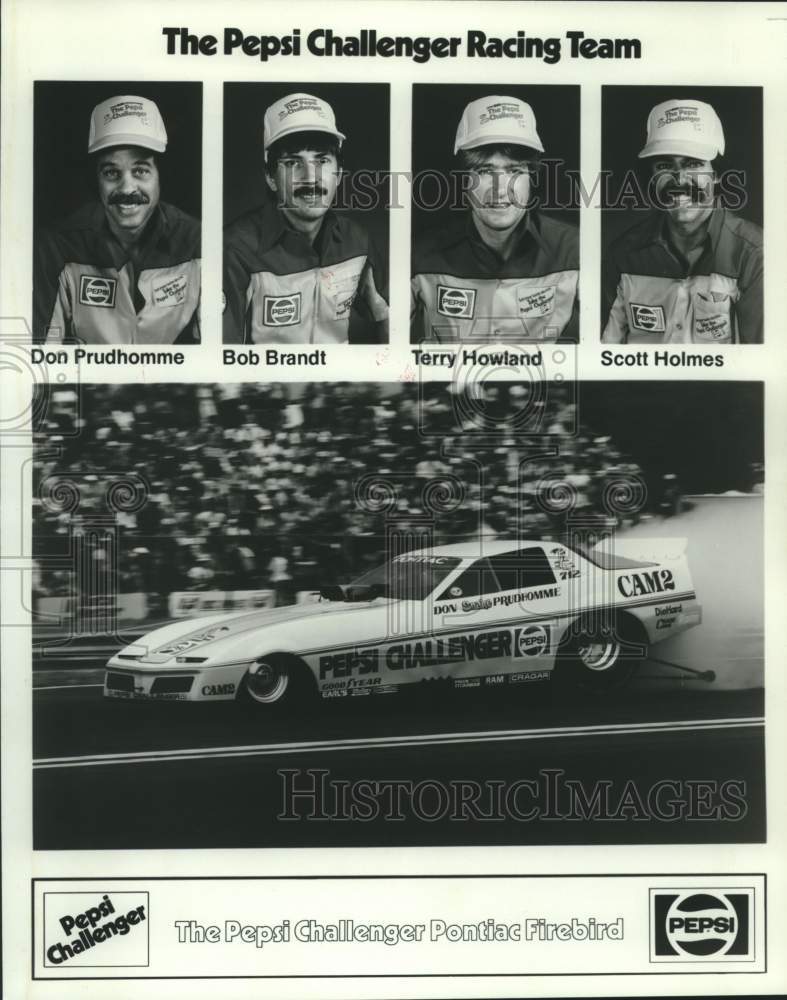 1983 Press Photo Promo photo of 4 drivers for Pepsi Challenger Hot Rod race cars- Historic Images