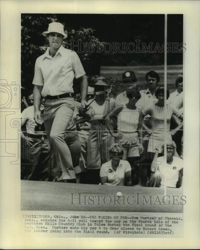 1977 Press Photo Golfer Tom Purtzer plays the U.S. Open at Southern Hills C.C.- Historic Images