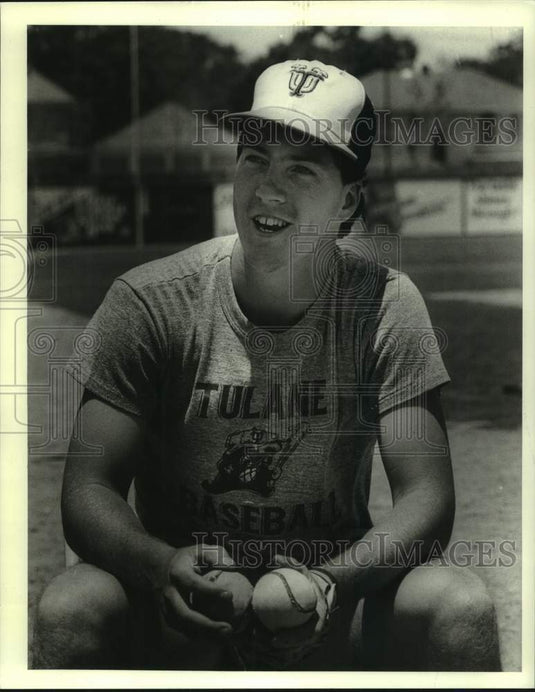1986 Press Photo Tulane college baseball pitcher Ricky Pursell - nos28931- Historic Images