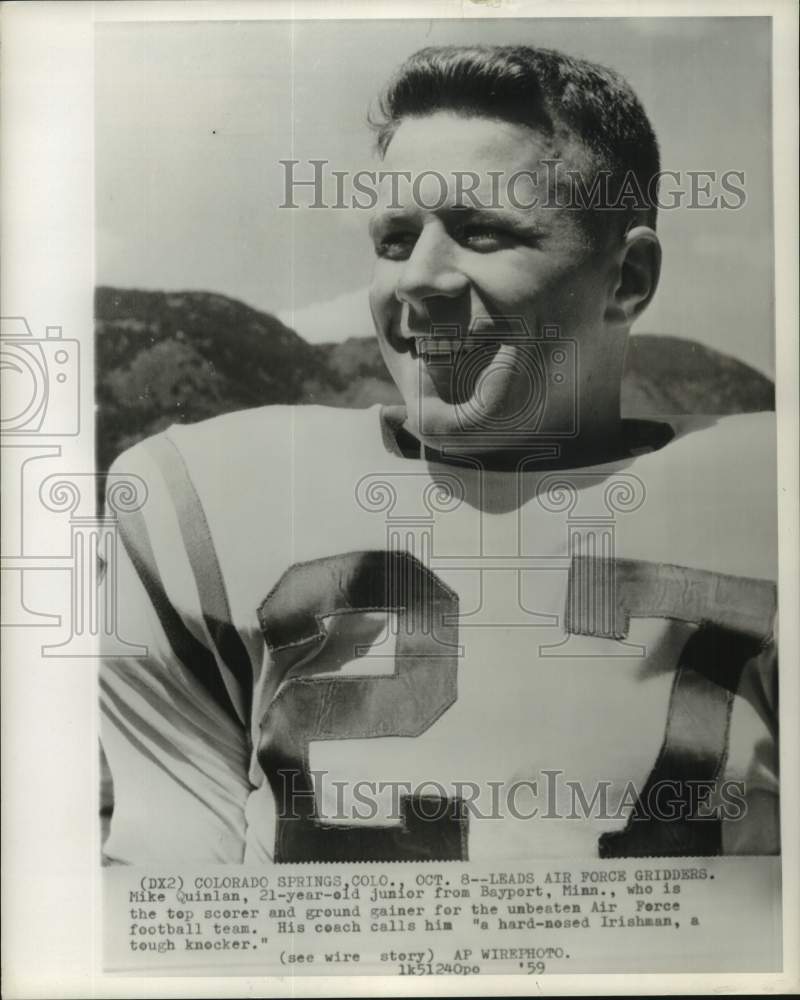 1959 Press Photo Football - Mike Quinlan, Air Force Top Scorer - nos29045- Historic Images