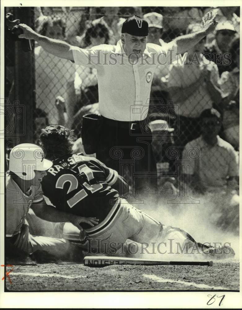 1981 Press Photo Baseball - Reggie Reginelli of Tulane is Safe at Home- Historic Images