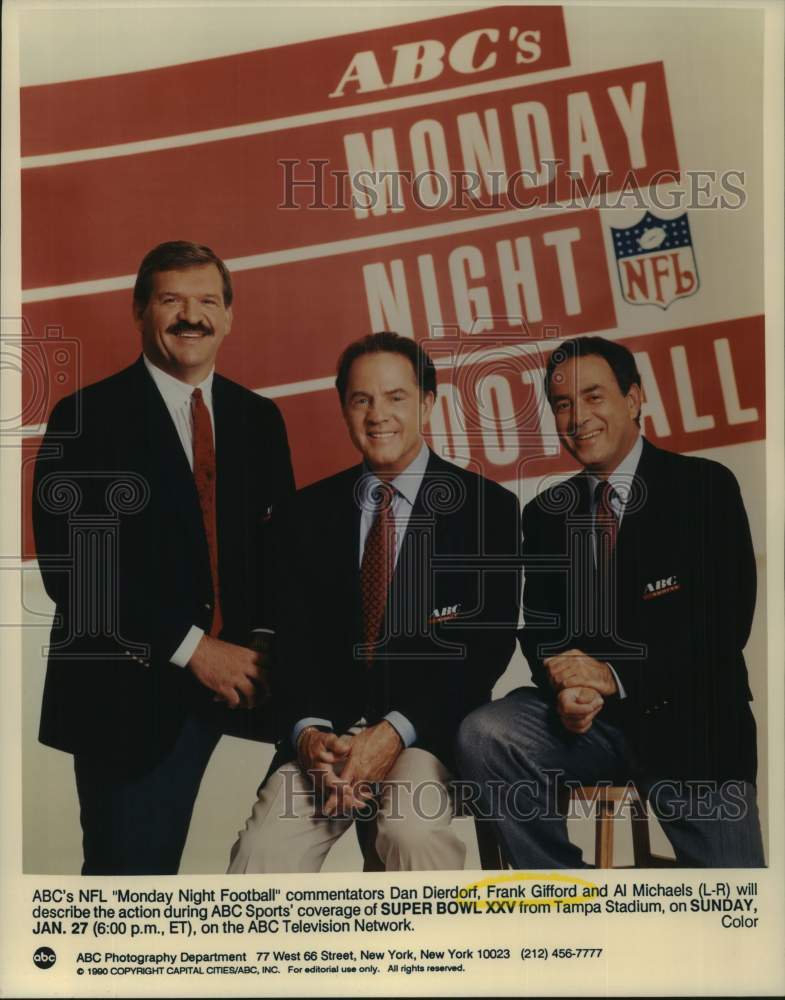 1990 Press Photo ABC Sports Super Bowl football commentators - nos29556- Historic Images