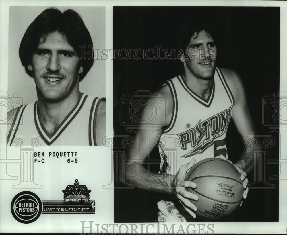 1979 Press Photo Two photos of Detroit Pistons basketball player Ben Poquette- Historic Images