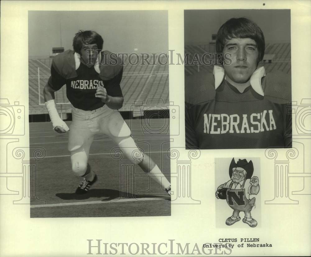 1976 Press Photo 2 photos University of Nebraska football player Cletus Pillen- Historic Images