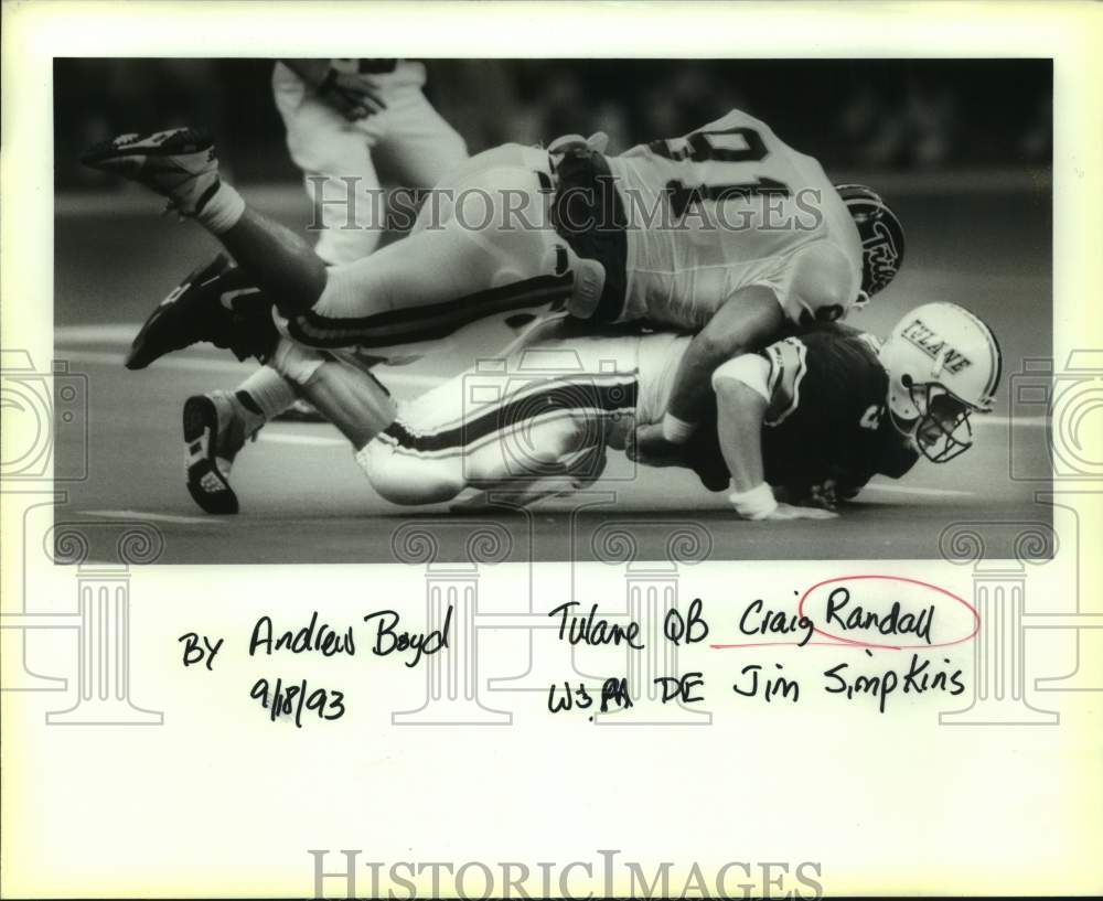 1993 Press Photo Tulane and William &amp; Mary play college football - nos29954- Historic Images