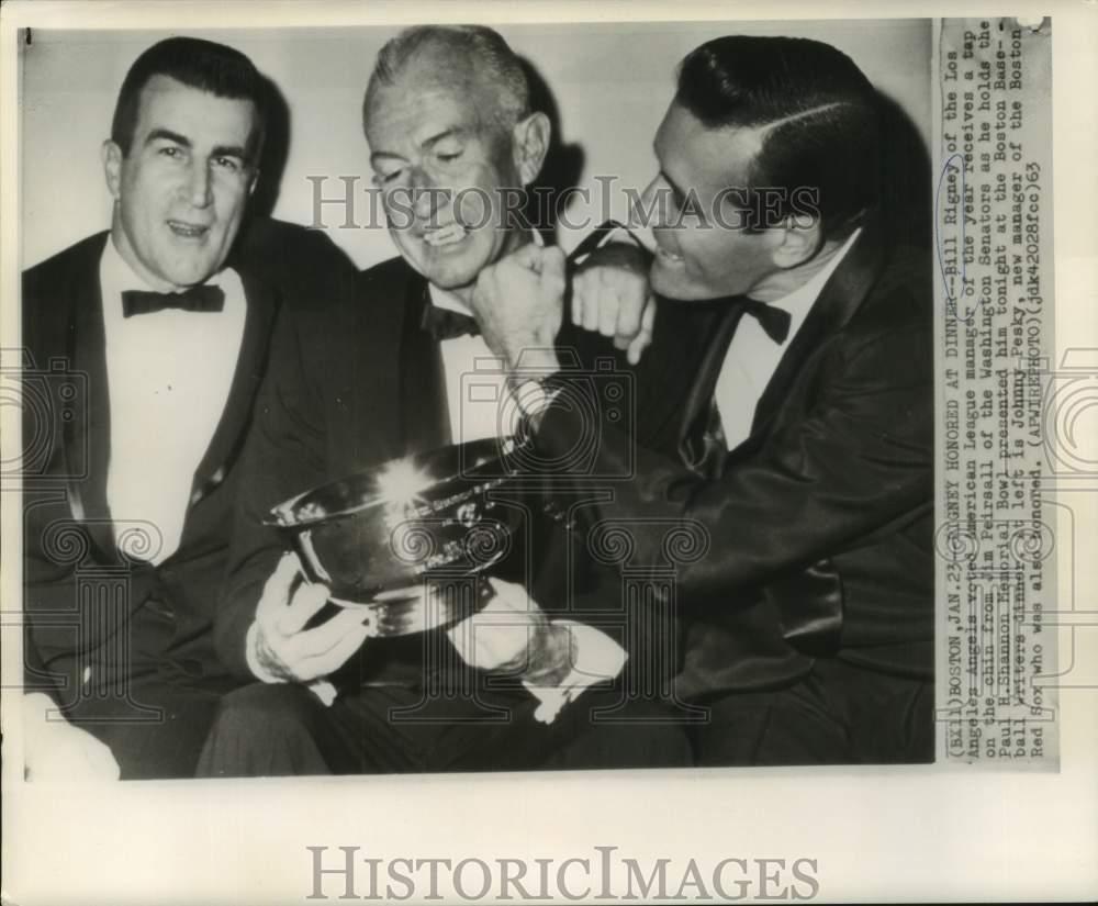 1963 Press Photo Pro baseball managers Johnny Pesky, Bill Rigney &amp; Jim Peirsall- Historic Images