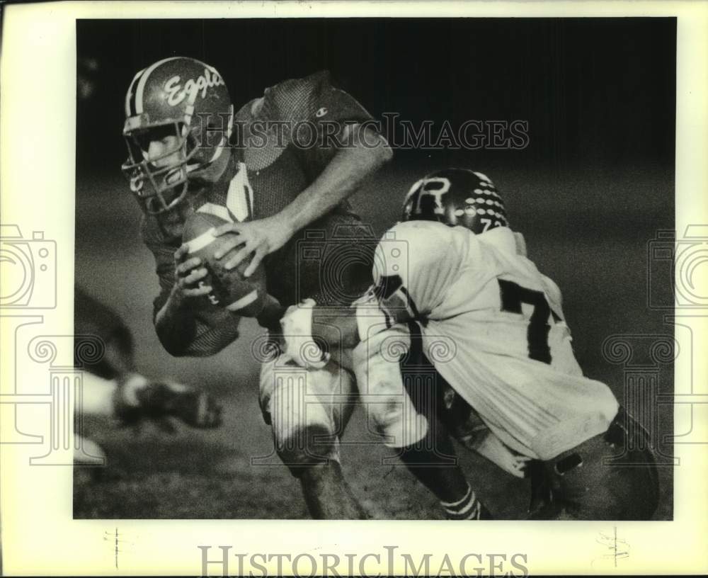 1988 Press Photo Ganus football quarterback Byron Poitevent gets sacked in game- Historic Images