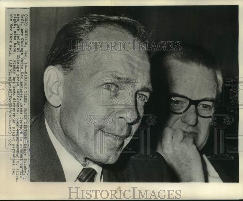 1965 Press Photo Chicago White Sox baseball manager Eddie Stanky &amp; owner A Allyn- Historic Images