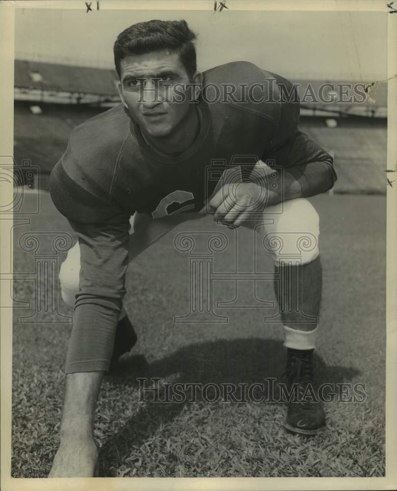 1954 Press Photo Tulane football guard Tony Sardisco is ready to block- Historic Images