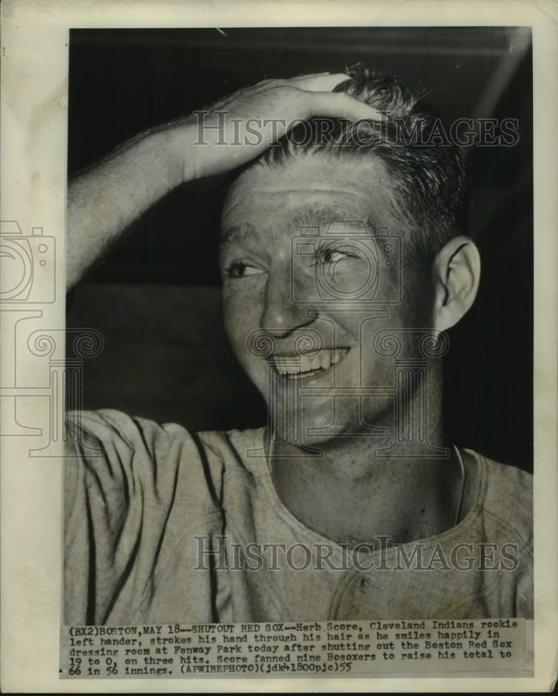 1955 Press Photo Cleveland Indians baseball pitcher Herb Score - nos30499- Historic Images