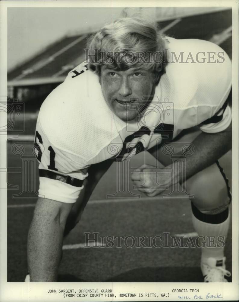 1973 Press Photo Georgia Tech football offensive guard John Sargent in stance- Historic Images