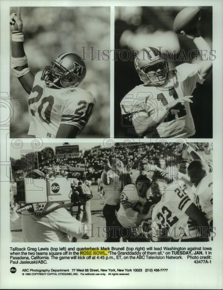 1990 Press Photo ABC promo for Rose Bowl football game Washington verses Iowa- Historic Images