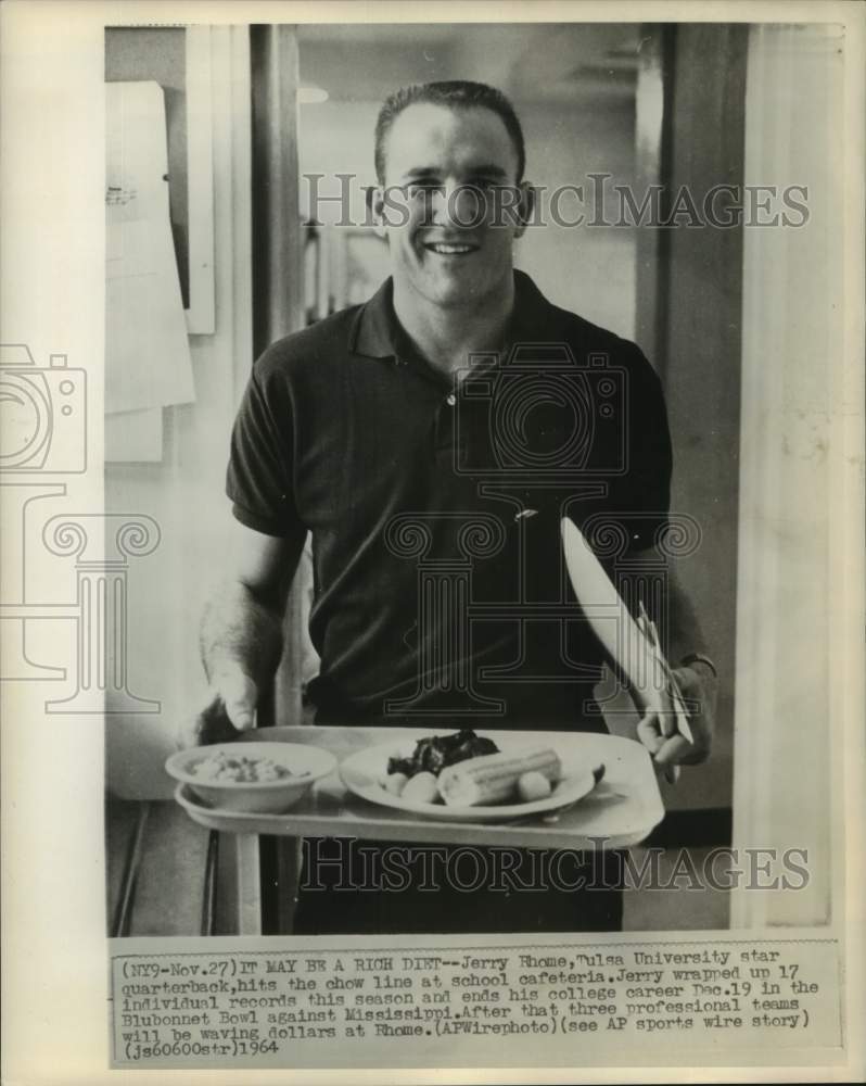 1964 Press Photo Tulsa college football player Rhome - nos30663- Historic Images