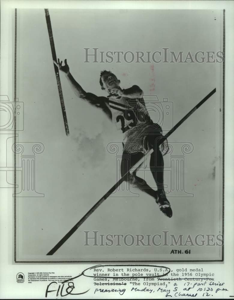 1976 Press Photo 1956 Olympic pole vault gold medalist Rev. Robert Richards- Historic Images