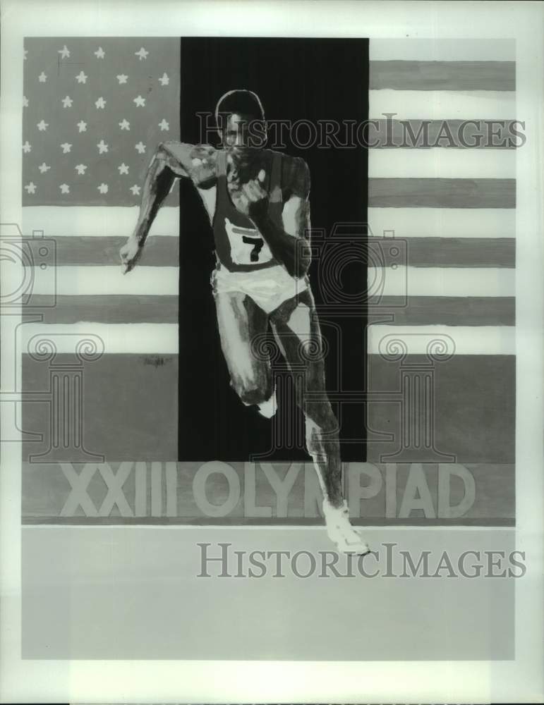 1984 Press Photo &quot;The Sprinter&quot; artwork for the 1984 Summer Olympics in LA- Historic Images