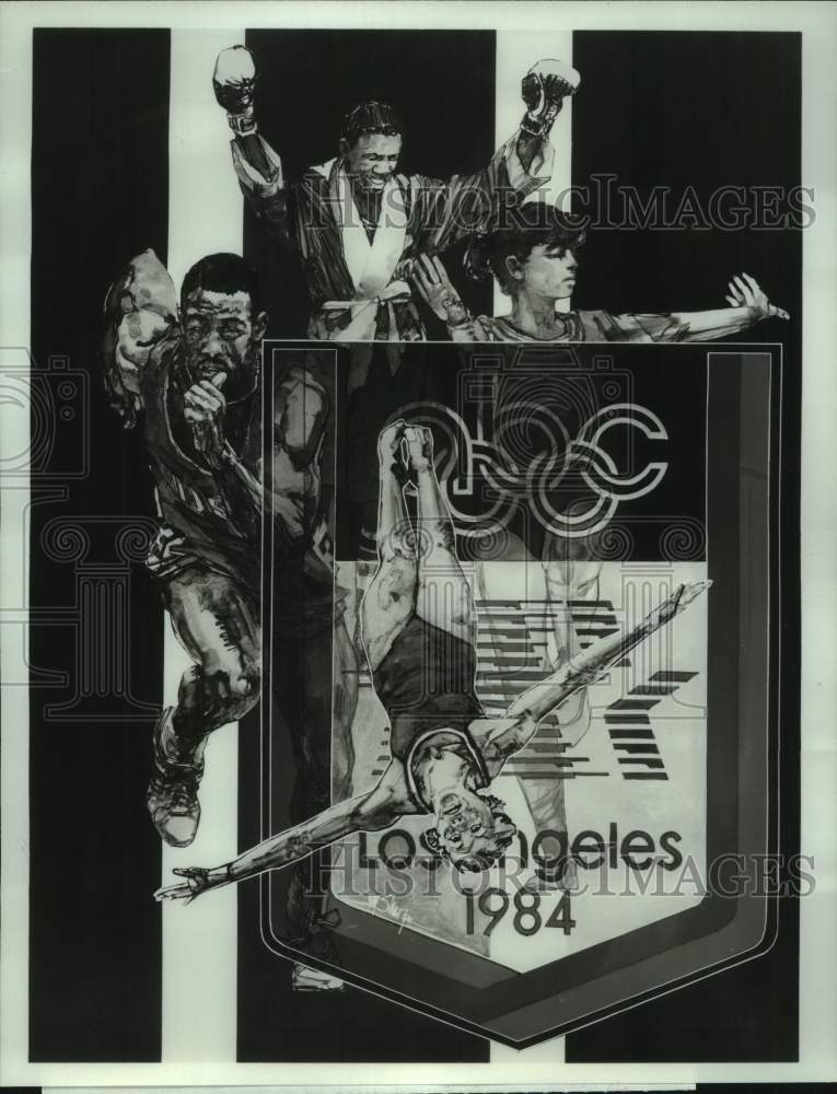 1984 Press Photo Artwork &quot;Games of the XXIII Olympiad&quot; 1984 Summer Olympics- Historic Images