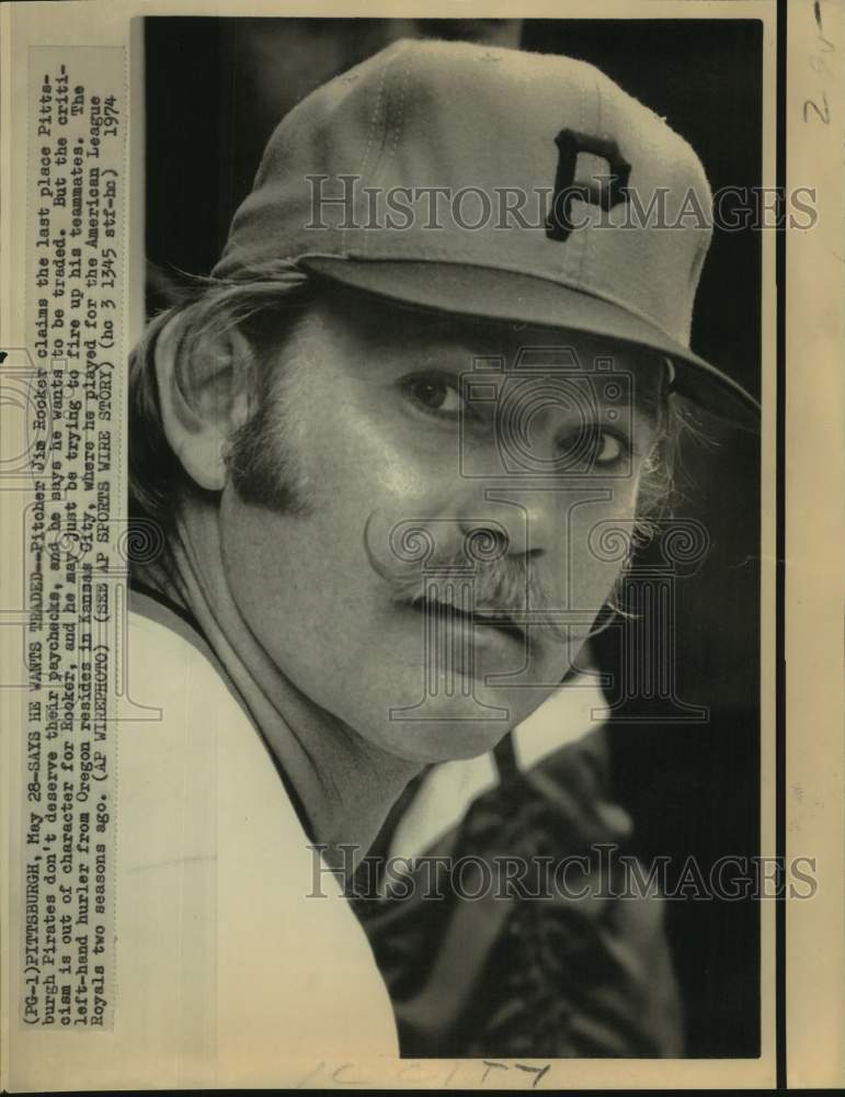 1974 Press Photo Close-up of Pittsburgh Pirates baseball pitcher Jim Rooker- Historic Images