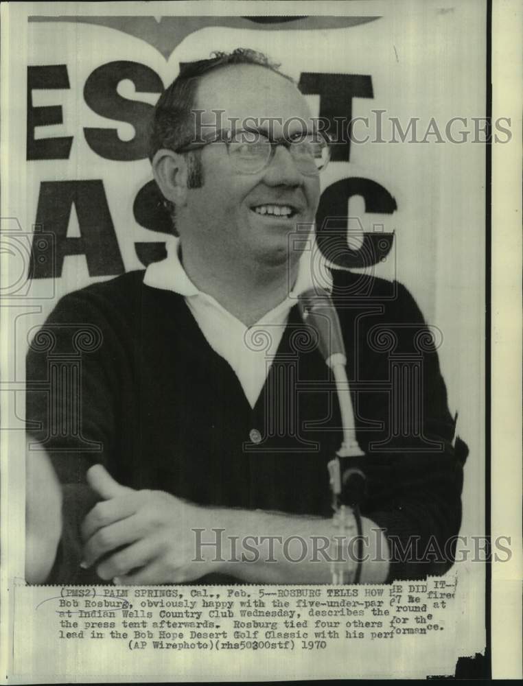 1970 Press Photo Golfer Bob Rosburg speaks at press conference after Bob Hope- Historic Images