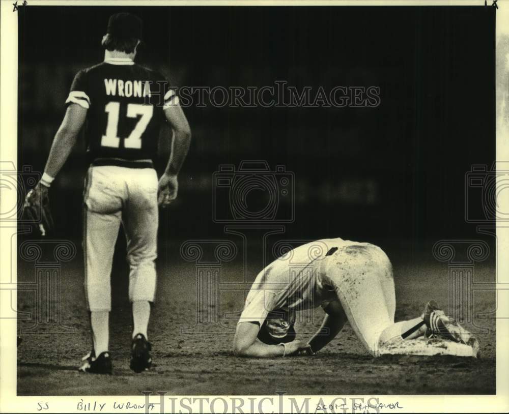 1983 Press Photo College baseball players Scott Schwaner and Billy Wrona- Historic Images