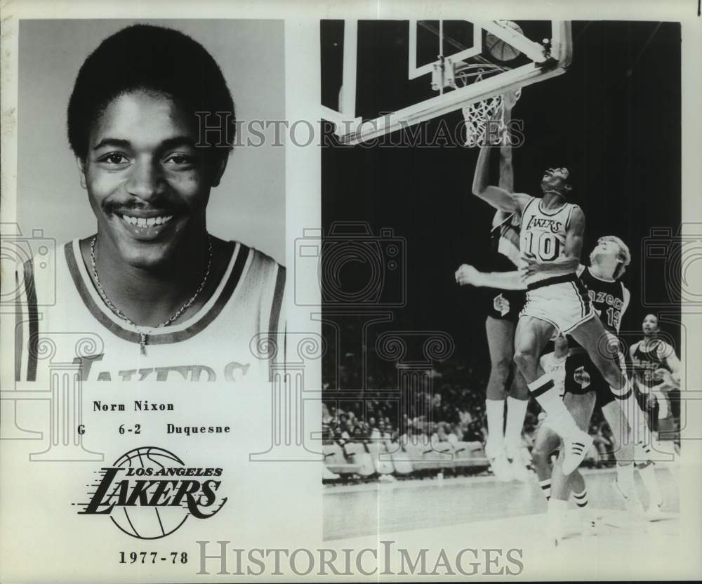 1977 Press Photo Two photos of Los Angeles Lakers basketball player Norm Nixon- Historic Images