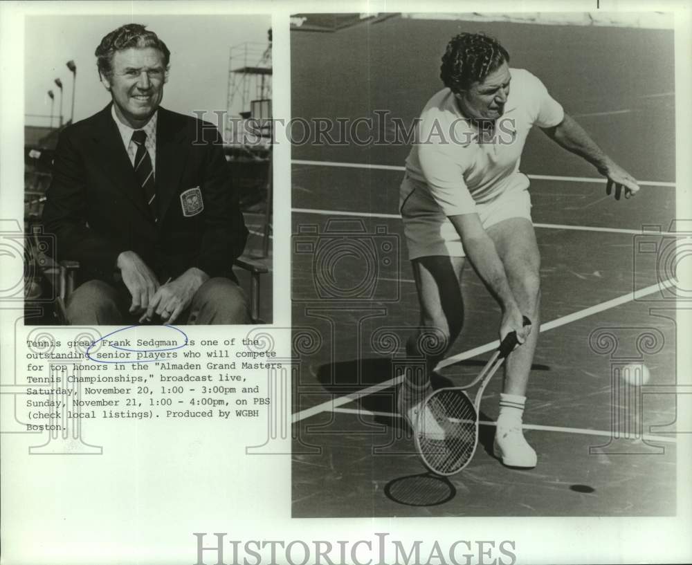 1982 Press Photo Two photos of senior tennis great Frank Sedgman - nos31213- Historic Images