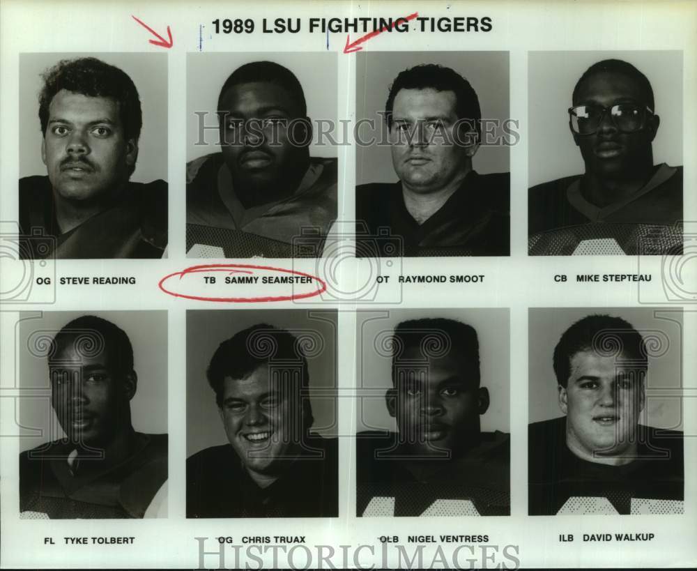 1989 Press Photo Louisiana State University Tigers football players team photos- Historic Images