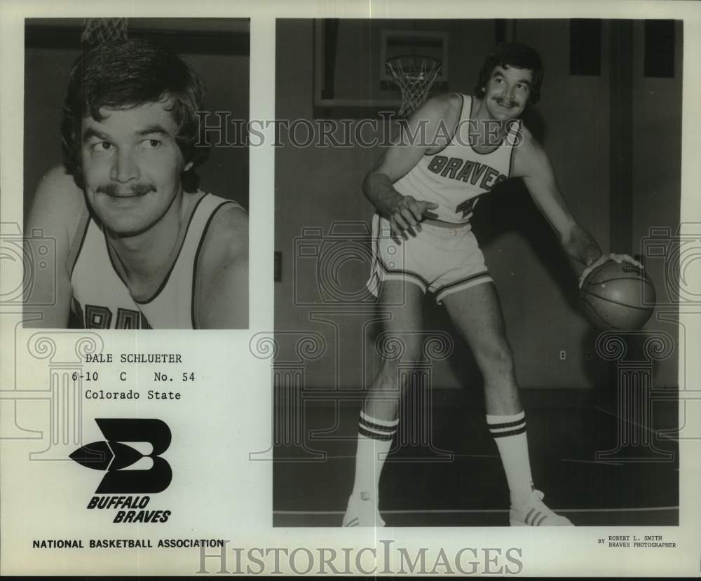 1975 Press Photo Two photos of Buffalo Braves basketball player Dale Schlueter- Historic Images