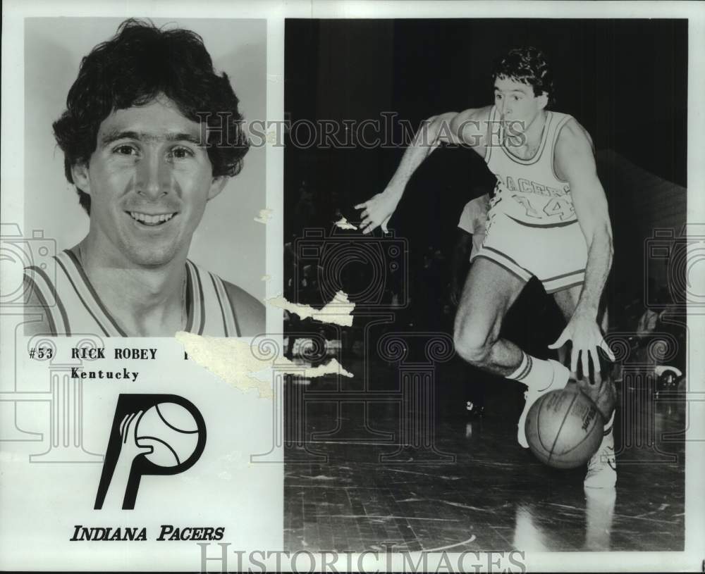 1979 Press Photo Two photos of Indiana Pacers basketball player Rick Robey- Historic Images