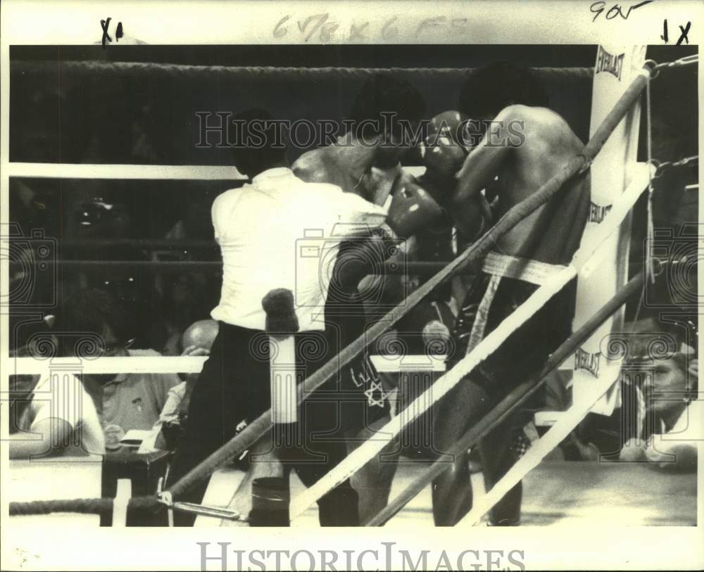 1978 Press Photo Boxers Galindez and Rossman during a bout - nos31547- Historic Images