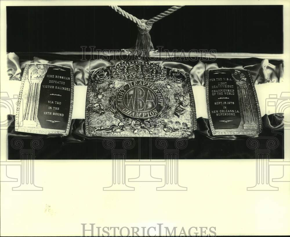 1979 Press Photo Mike Rossman&#39;s WBA light heavyweight boxing title belt- Historic Images