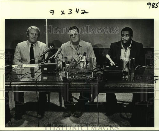 1982 Press Photo New Orleans Saints Ed Holler, George Rogers, Bum Phillips- Historic Images