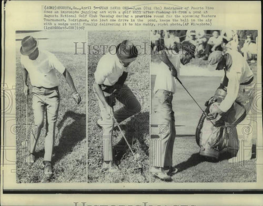 1967 Press Photo Golfer Chi Chi Rodriguez and caddie at the Masters - nos31652- Historic Images