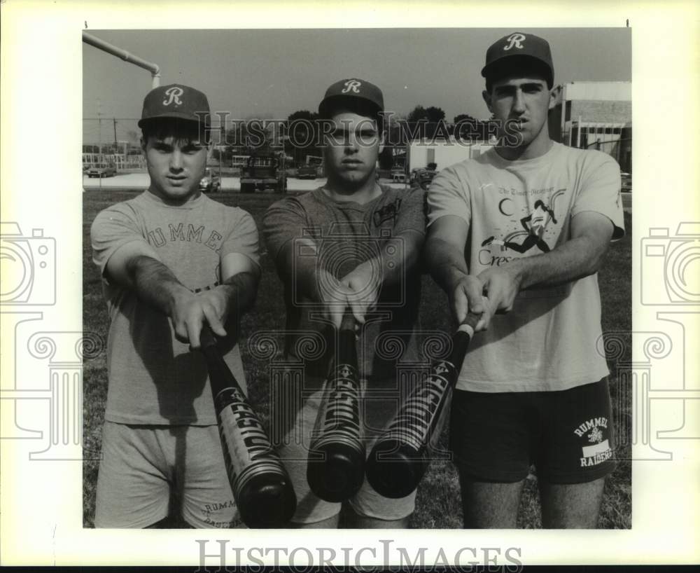 1990 Press Photo A trio of Rummel High School baseball players - nos31655- Historic Images