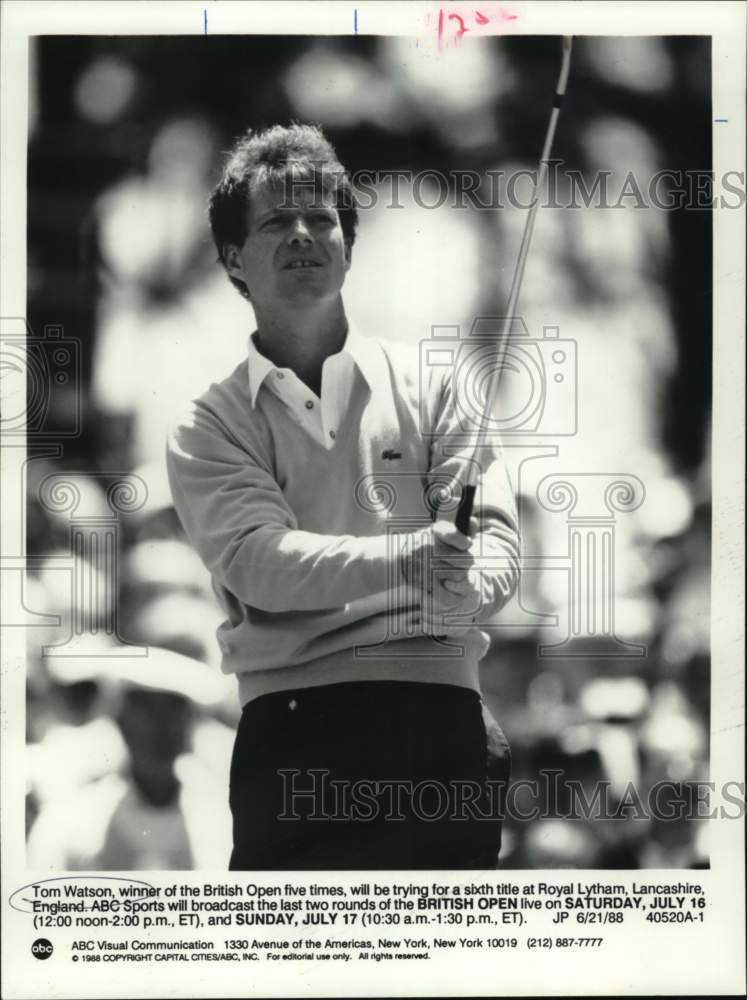 1988 Press Photo Golfer Tom Watson at British Open - nos31853- Historic Images