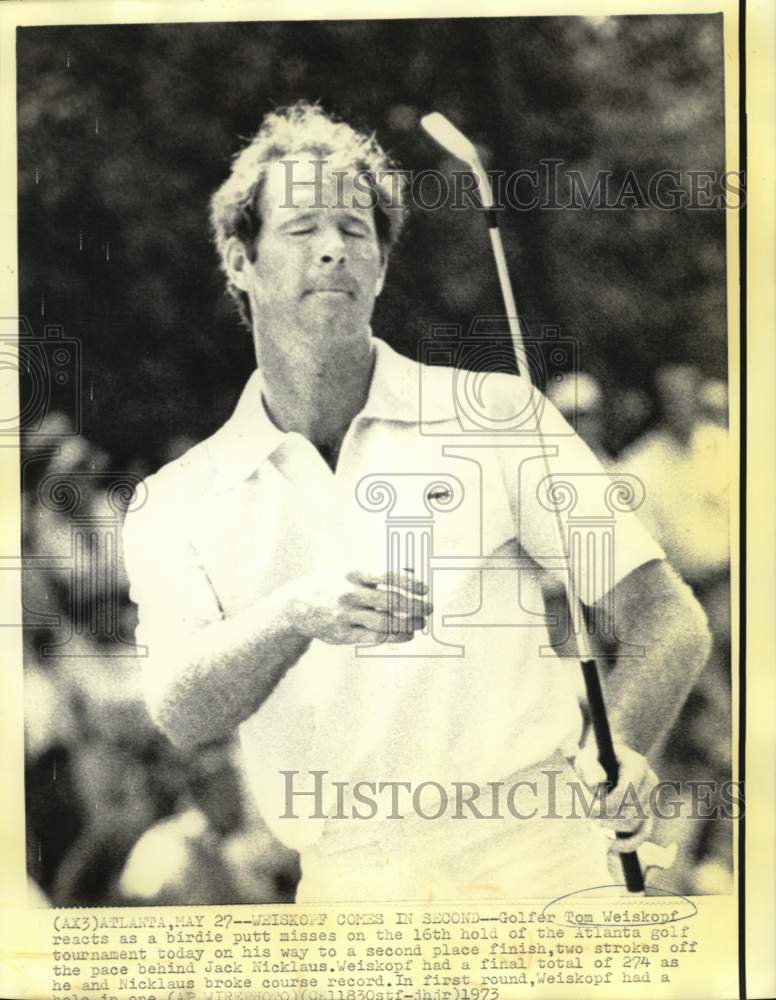 1973 Press Photo Golfer Tom Weiskopf at Atlanta Golf Tournament - nos31903- Historic Images