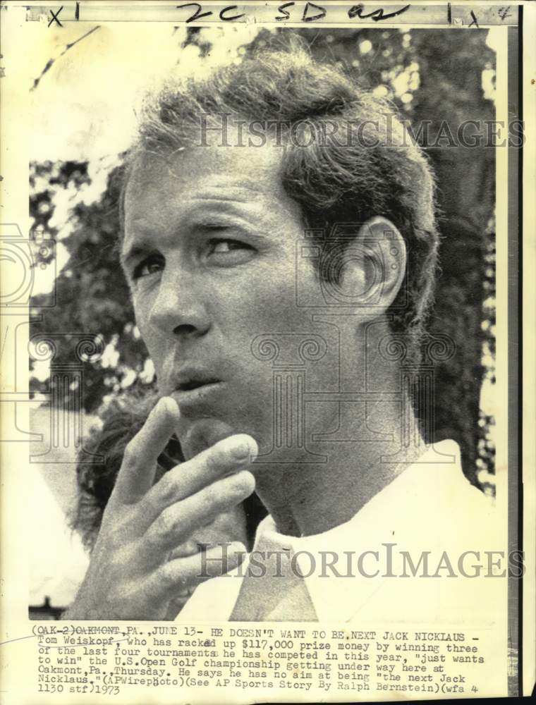 1973 Press Photo Golfer Tom Weiskopf at U.S. Open Golf Championship - nos31904- Historic Images