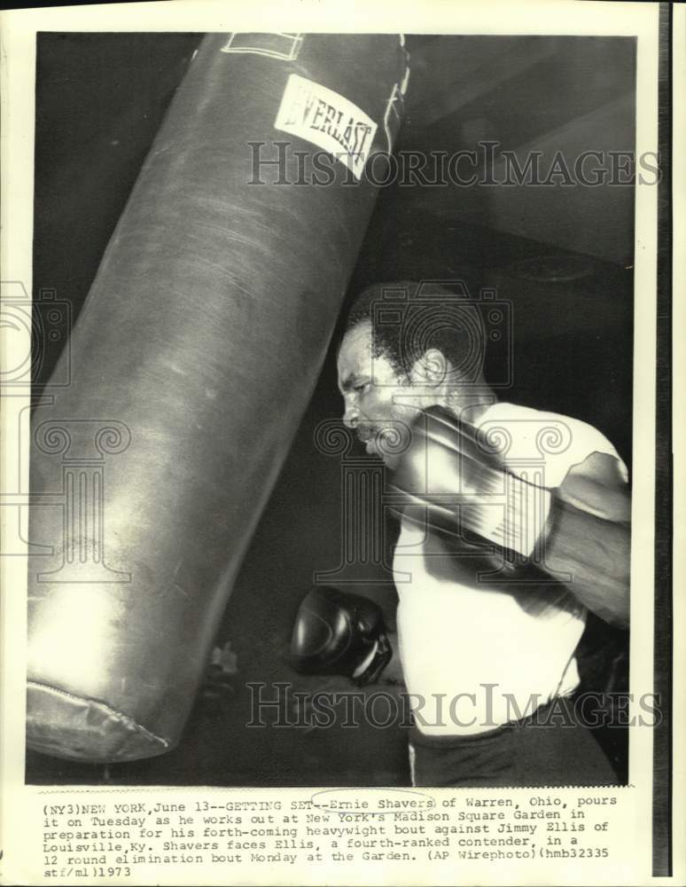 1973 Press Photo Boxer Ernie Shavers Working Out at Madison Square Garden- Historic Images