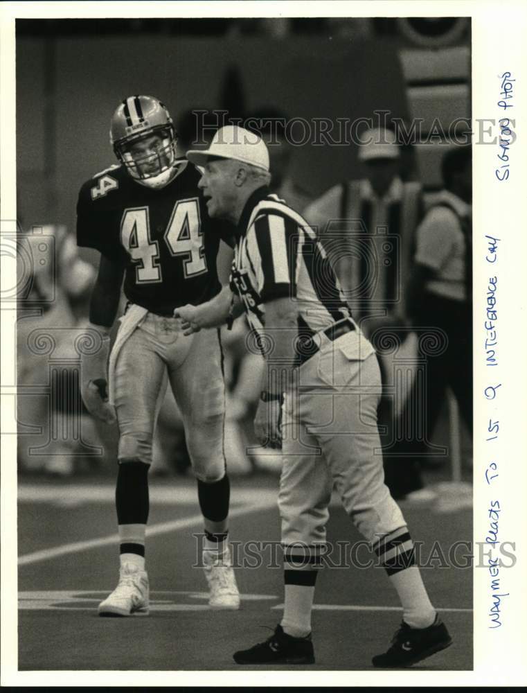 1987 Press Photo Dave Waymer of New Orleans Saints Reacting to Interference Call- Historic Images